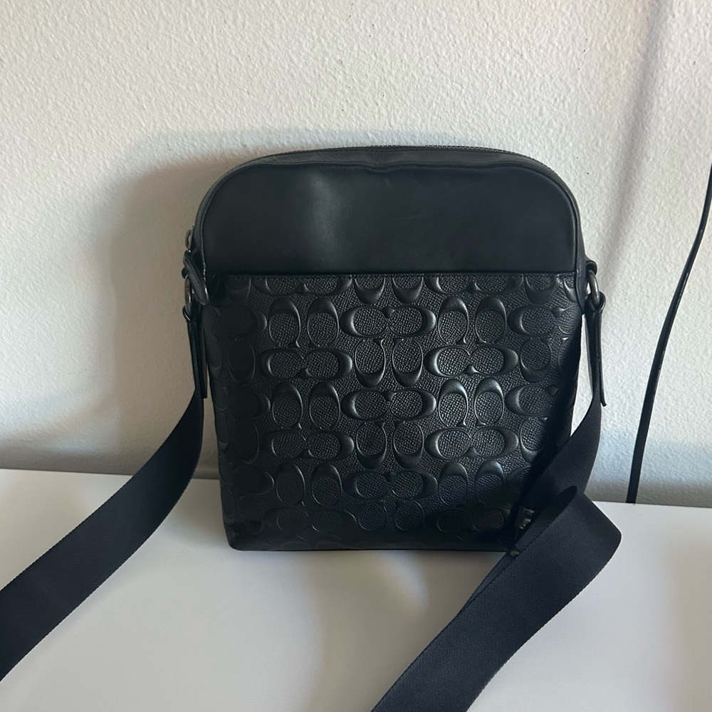 Coach cross body bag black lather